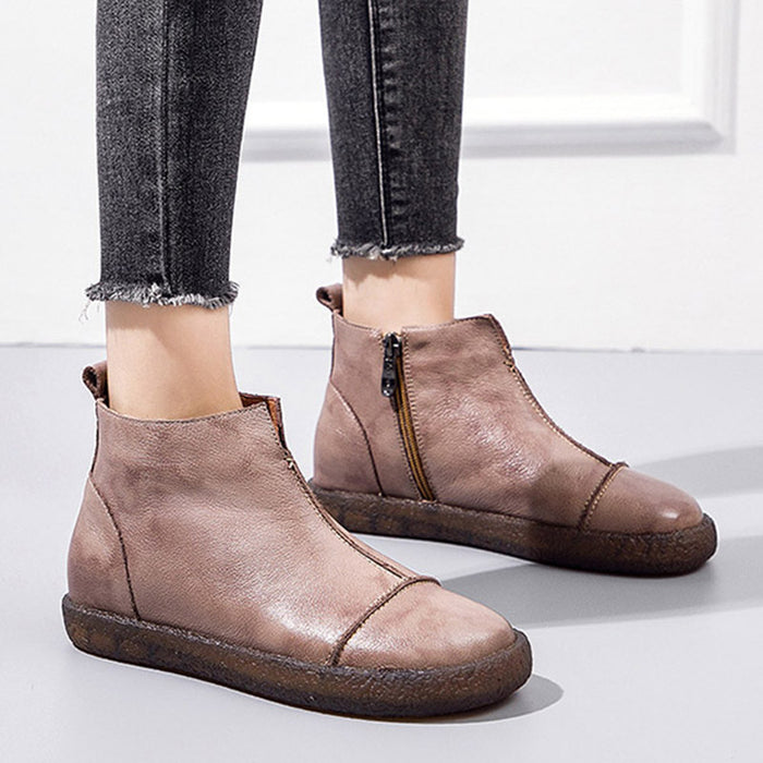 Leather Soft Bottom Velvet Women's Boots