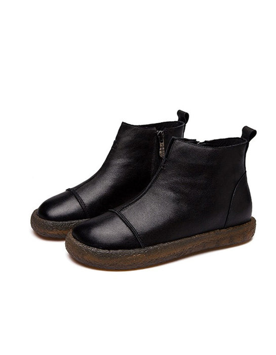Leather Soft Bottom Velvet Women's Boots