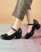 Leather Leaf Decor Ankle Buckles Chunky Heels Sandals April Shoes Collection 2023 77.70