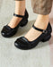 Leather Leaf Decor Ankle Buckles Chunky Heels Sandals April Shoes Collection 2023 77.70