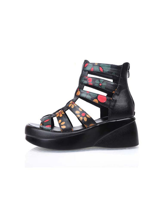 Leather Printed Wedge Heel Summer Sandals June New 2020 59.80