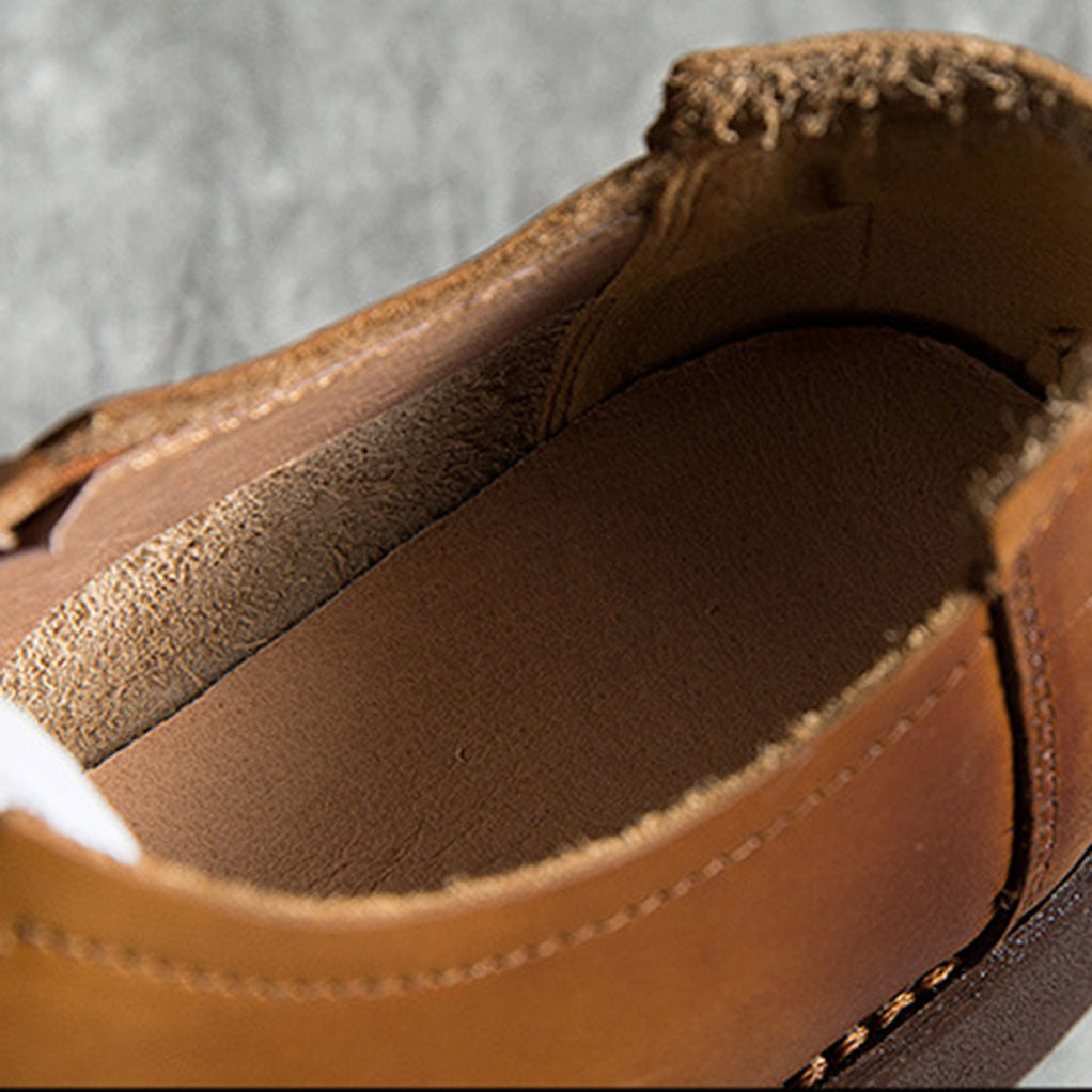 Leather Retro Spring Wedge Women's Shoes — Obiono