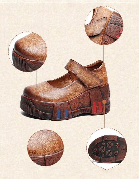 Leather Retro Women's Platform Sandals
