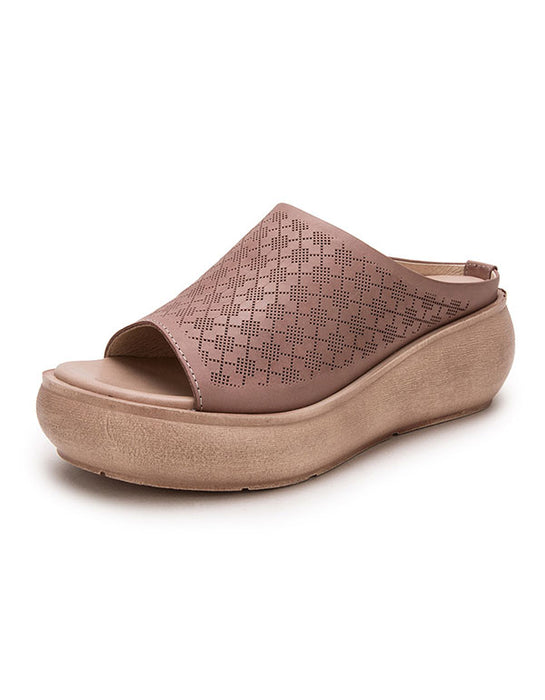 Leather Slippers Wedge Summer Fashion