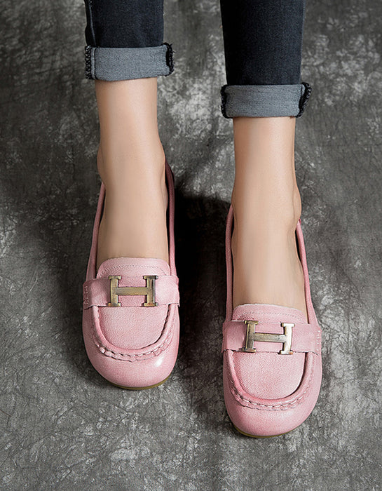 Leather Soft Round Toe H Flats Pink April Trend 2020 74.00