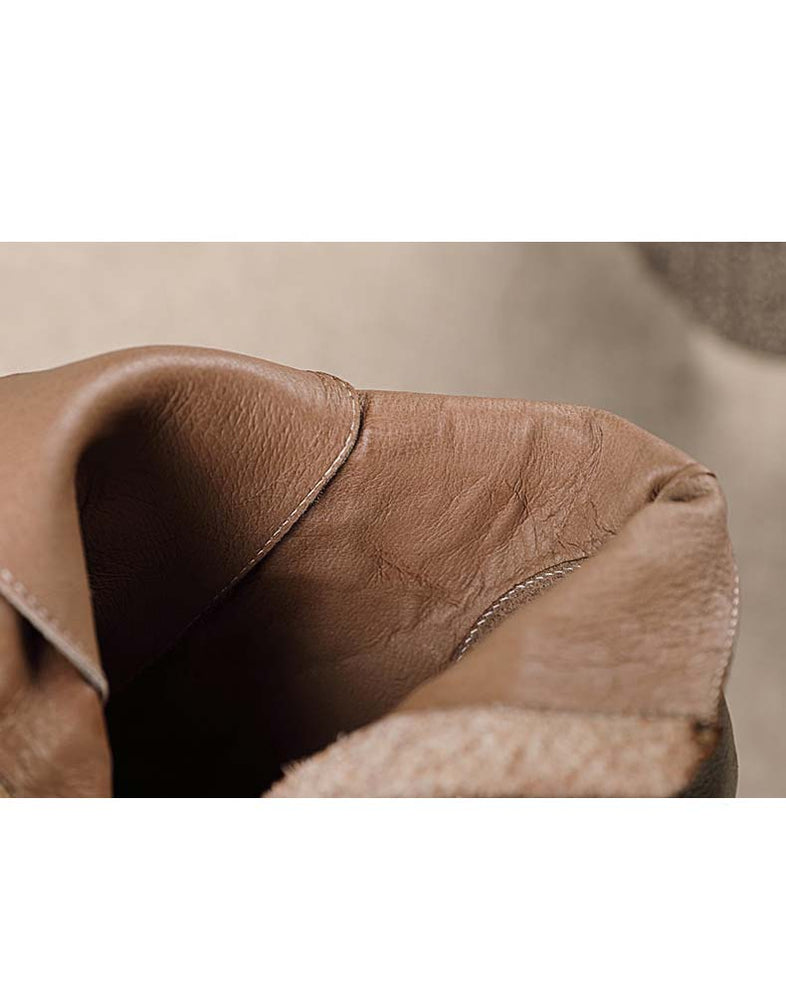 Leather Splicing Woven Retro Chunky Boots — Obiono