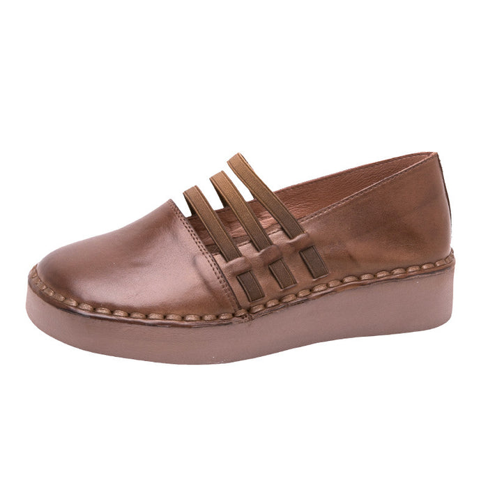 Leather Thick-Soled Retro Women's Shoes