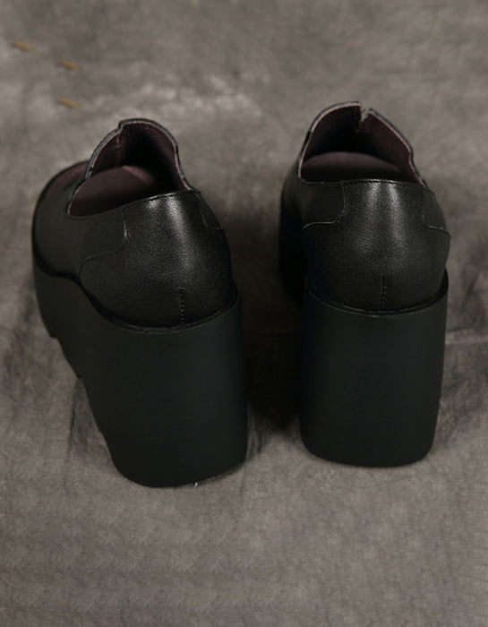 Leather Wedge Heels Fish Toe Fashion Sandals