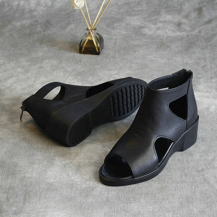 Leather Fish Toe Fashion Hollow Sandals