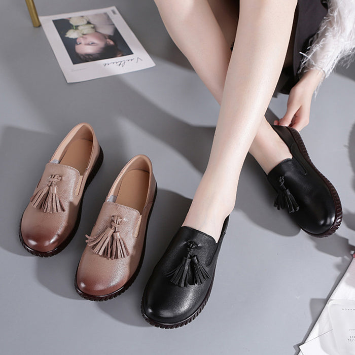 Leather Flat Casual Retro Women's Shoes | Gift Shoes