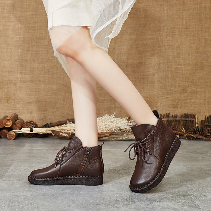 Leather Handmade Retro Short Women's Boots | Gift Shoes