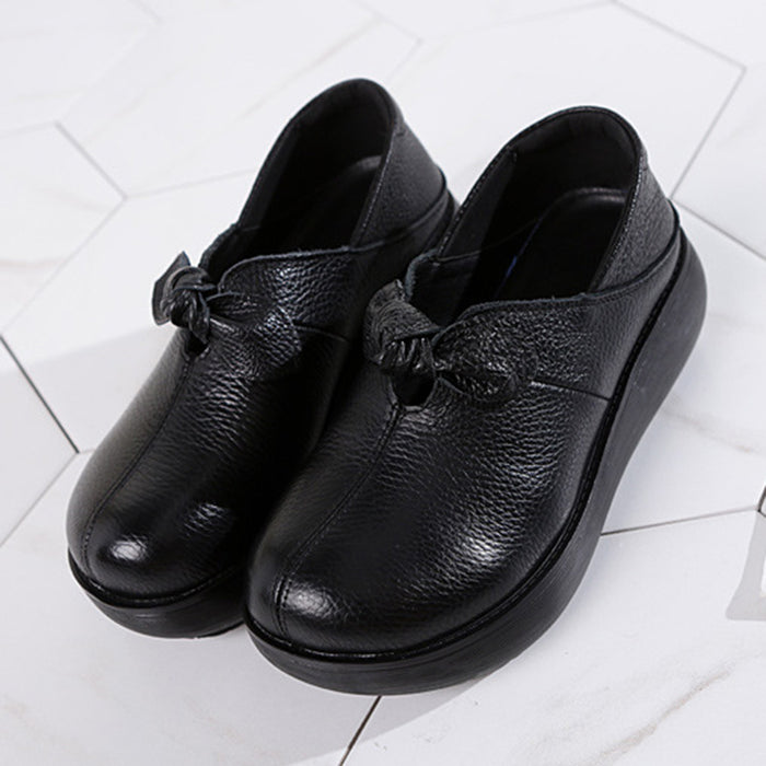 Leather Handmade Retro Thick Heel Women's Shoes 41