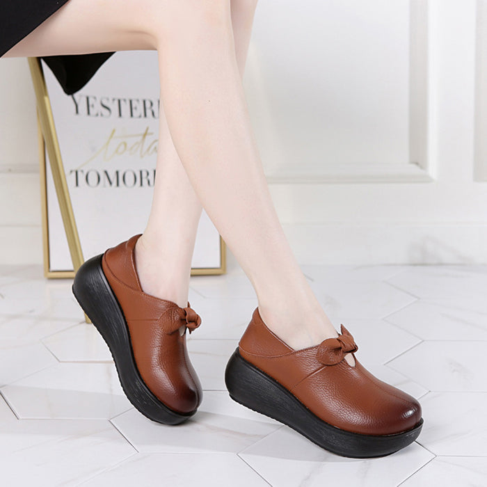Leather Handmade Retro Thick Heel Women's Shoes 41