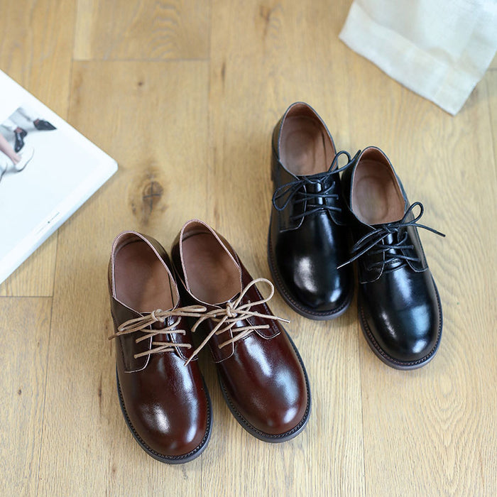 Leather Lace Up British Style Women's Shoes