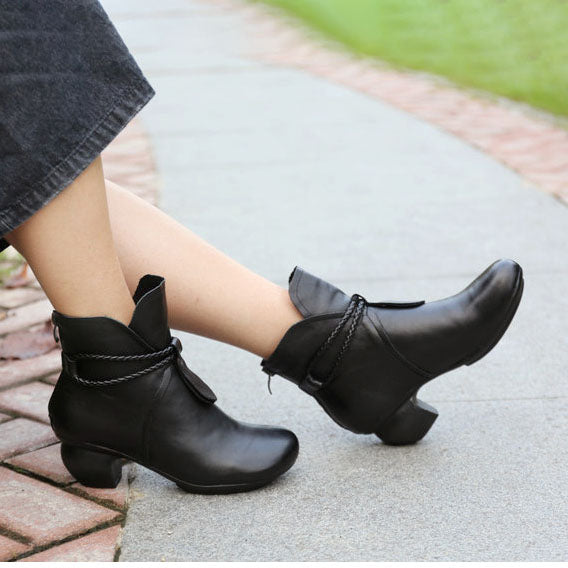 Leather Retro Chunky Short Boots | Gift Shoes November New 2019 77.46