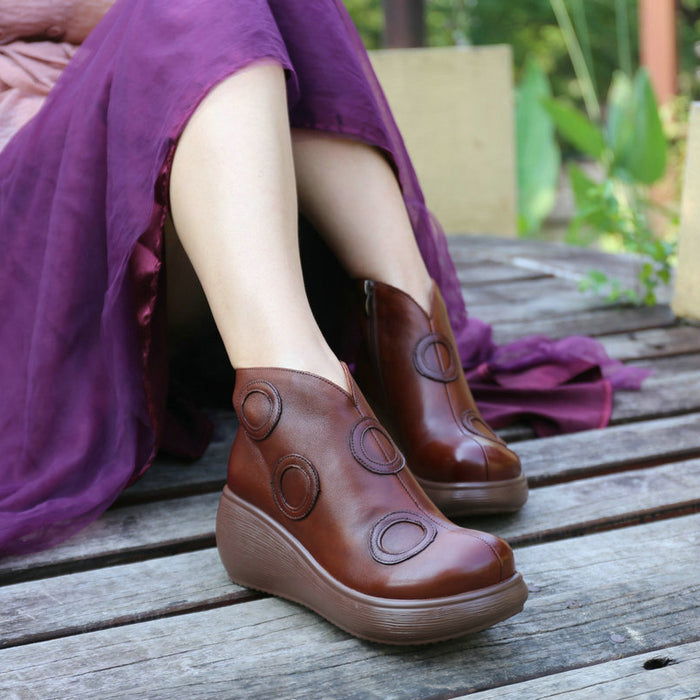 Leather Retro Wedges Boots |Gift Shoes