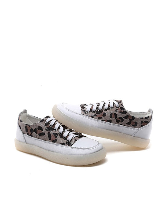 Leopard Print Canvas Flat Women's Casual Shoes