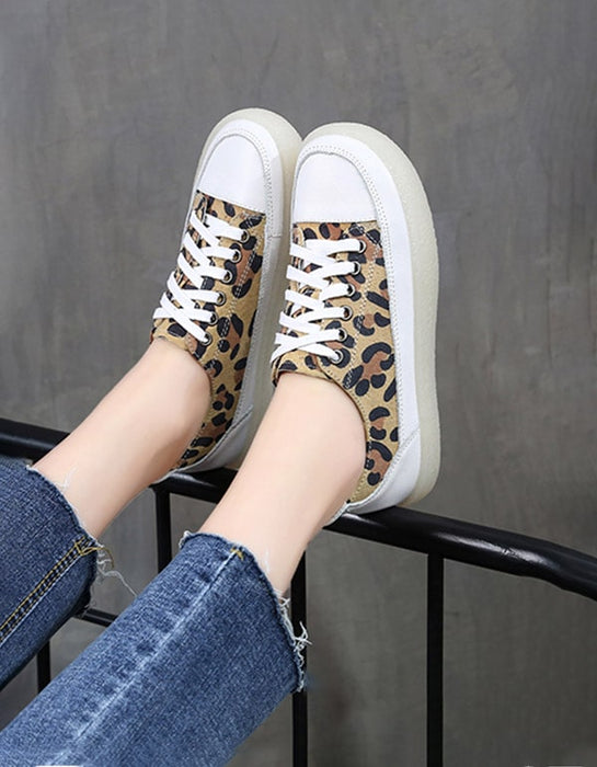 Leopard Print Canvas Flat Women's Casual Shoes