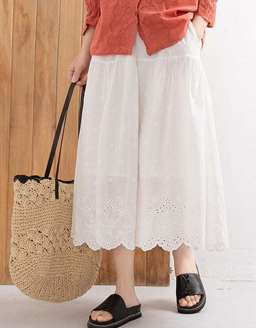 Lined Solid Cotton Embroidered Summer Leisure Skirt Bottoms 45.30