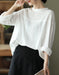 Loose Hollow-lace Pullover Long Sleeve Shirt White Accessories 47.00