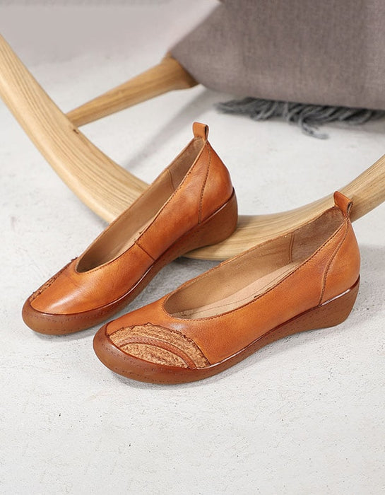 Low-Heel Round Head Handmade Retro Shoes