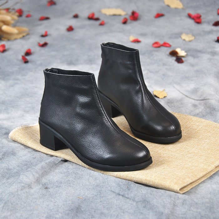 Low-Heeled Velvet Black Short Boots 34-41 | Gift Shoes