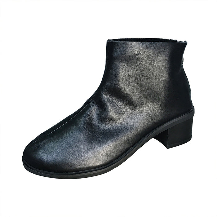 Low-Heeled Velvet Black Short Boots 34-41 | Gift Shoes