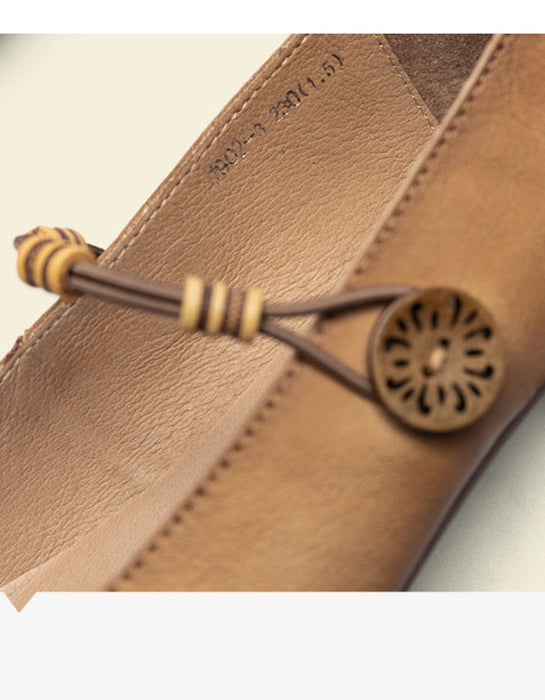 Zapatos planos de cuero estilo retro con cabeza cuadrada