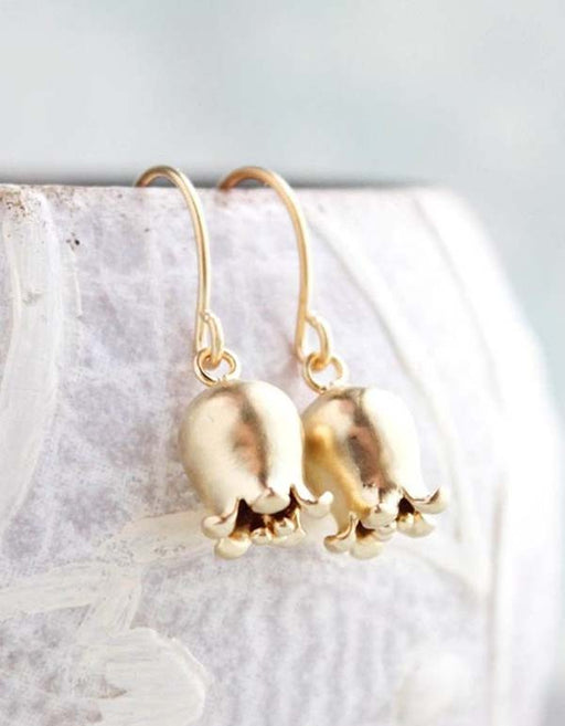 Matte Gold Bell Flower Earrings Accessories 29.90