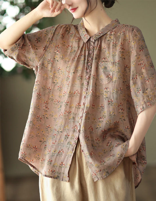 Mid-sleeve Vintage Floral Shirt Accessories 49.70