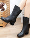 Handmade Retro Chunky Heel Mid-calf Boots Dec New Trends 2020 98.00