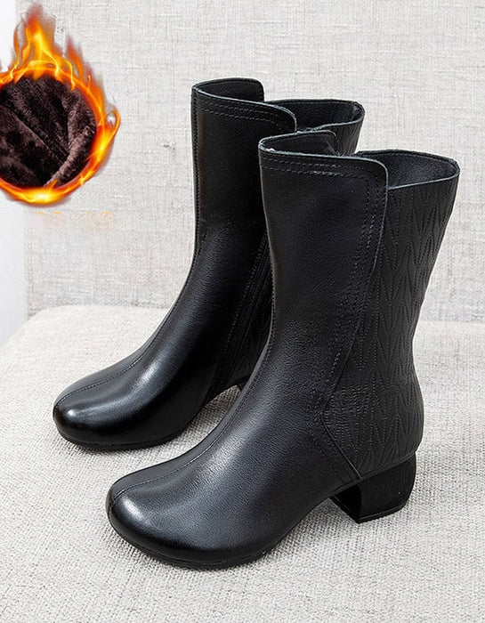 Handmade Retro Chunky Heel Mid-calf Boots Dec New Trends 2020 98.00