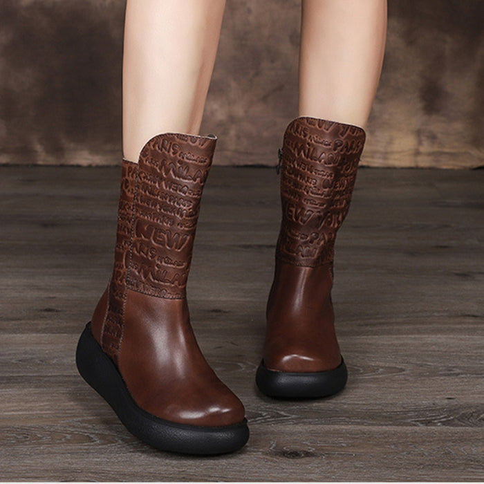 Mid Length Comfortable Velvet Retro Boots | Gift Shoes