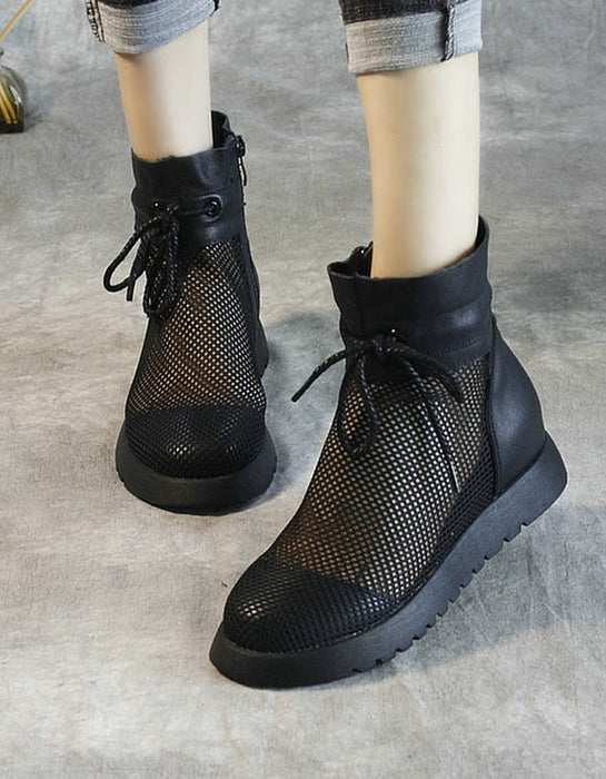 New Inner Heightening Mesh Black Summer Boots