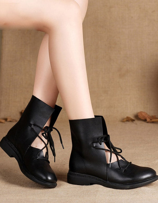 New Trendy Fashion Handmade Leather Black Boots