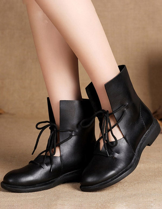 New Trendy Fashion Handmade Leather Black Boots