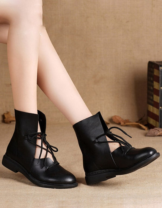 New Trendy Fashion Handmade Leather Black Boots — Obiono
