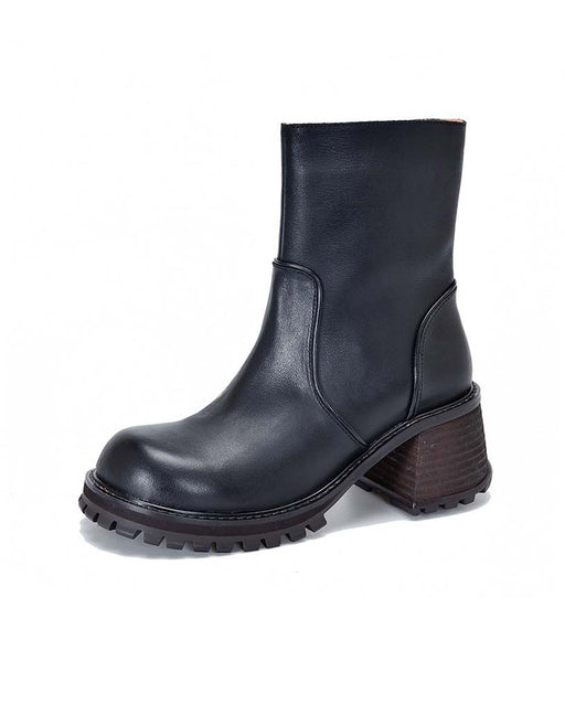 Non-slip Real Leather Chunky Boots Oct Shoes Collection 2022 199.50