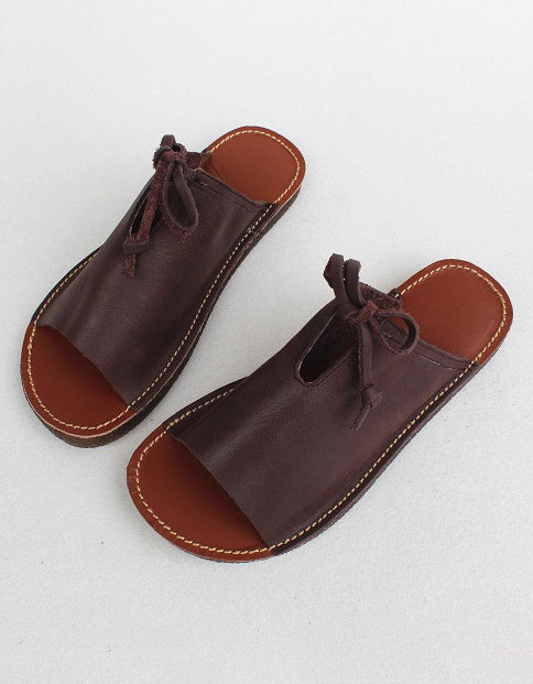 Comfortable Soft Leather Retro Slippers 35-41