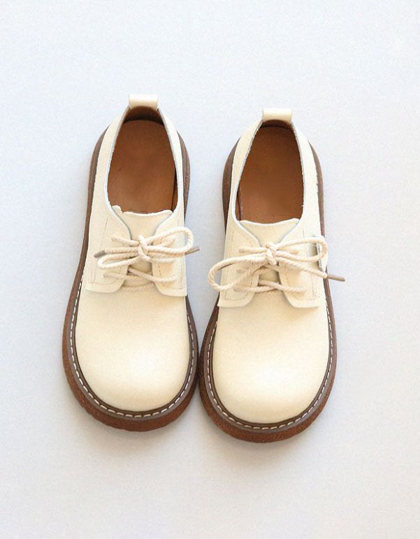 Wide Toe Box Lace-up Work Shoes Spring 37 / Beige