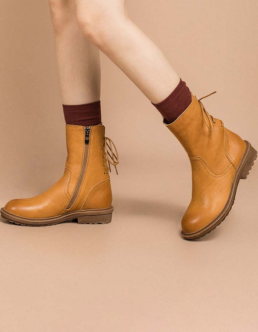 Real Leather Non-slip Waterproof Back Lace-up Boots Dec Shoes Collection 2022 189.90