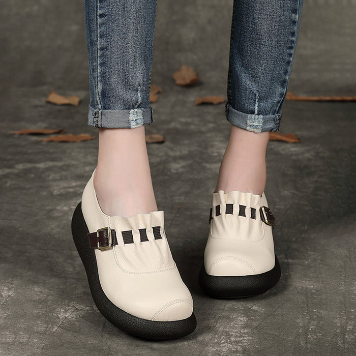 Spring Buckle Wedge Retro Shoes