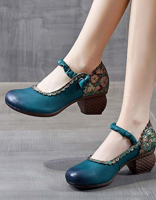 Round Toe Ethnic Style Chunky Heels Dec Shoes Collection 2022 118.00