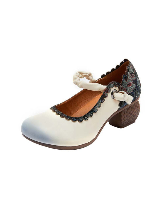 Round Toe Ethnic Style Chunky Heels Dec Shoes Collection 2022 118.00