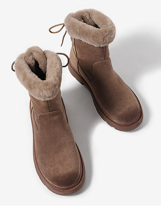 OBIONO Suede Plush Winter Snow Boots
