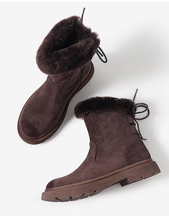 OBIONO Suede Plush Winter Snow Boots