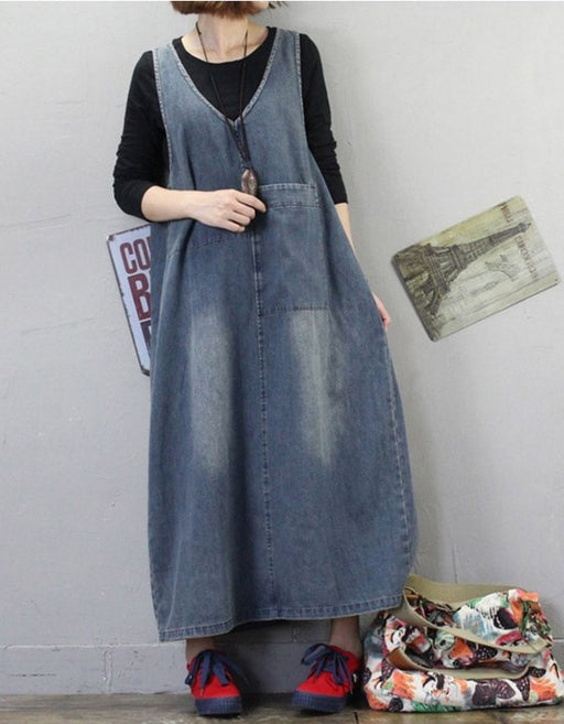 Womens Relaxed Fit Denim Dress Blue / M Womens Relaxed Fit Denim Dress Blue / M