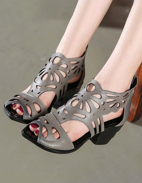 Pointed-toe Ethnic Elegant Chunky Sandals — Obiono