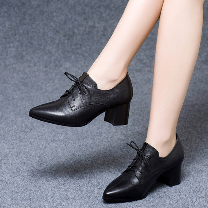 Pointed Lace Up Medium Heel Women's Work Shoes Obiono Pointed Lace Up Medium Heel Women's Work Shoes Obiono