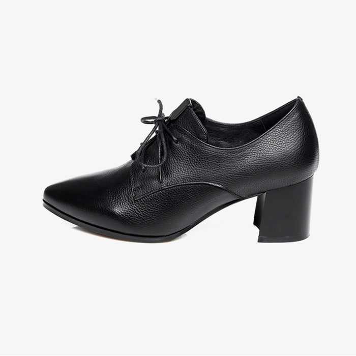 Pointed Lace Up Medium Heel Women's Work Shoes